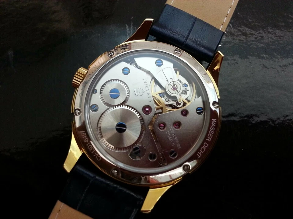 Reloj Hombre Cuerda Manual CAVADINI UNITAS Hecho en Suiza ETA-6497 Negro CV-1301 Foto 3 de 4