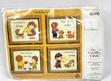 Creative Circle "Happiness Is.." Set of 4 Crewel Embroidery Kit # 4006