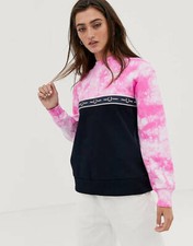 FRED PERRY WOMENS TAPED PINK TIE DYE SWEATSHIRT JUMPER SIZE 8 RRP £94.99 BNWT!!!