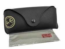 NEW Ray Ban Black Faux Leather Semi Soft Sunglasses Or Eyeglasses Case W/Cloth