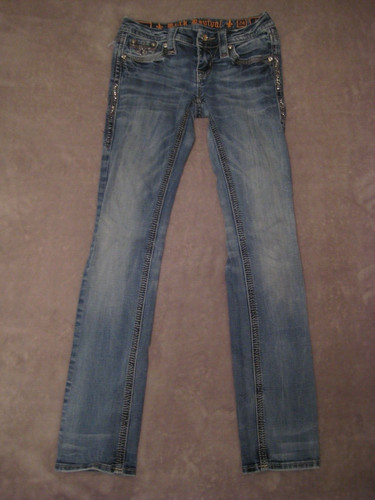 Rock Revival Jeans Womens 24 Vivian Straight Leg Western Cowgirl DISTRESSED