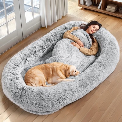 72''x48''x10'' Dog Bed Human Sized Fits Pets and Adults Doze Off Washable Plush
