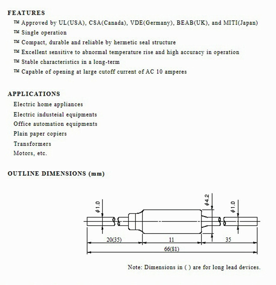 5pc SEFUSE Thermal Cutoff Fuse SF188E 192℃ 192C 192 10A 250V NEC