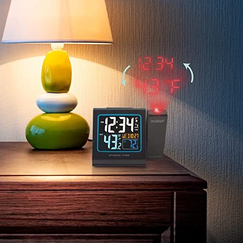 La Crosse Technology 616-146 Color Projection Alarm Clock with Outdoor temper...