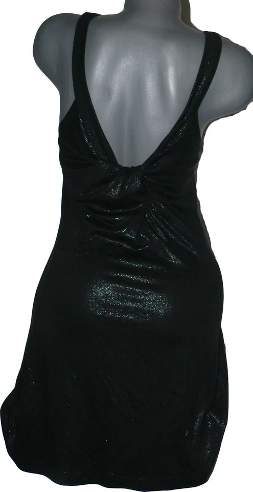 NUEVO CON ETIQUETAS POLECI Slinky Brillante Pequeño Vestido Negro Twist Cóctel 12 L Fiesta $350 Foto 2 de 4