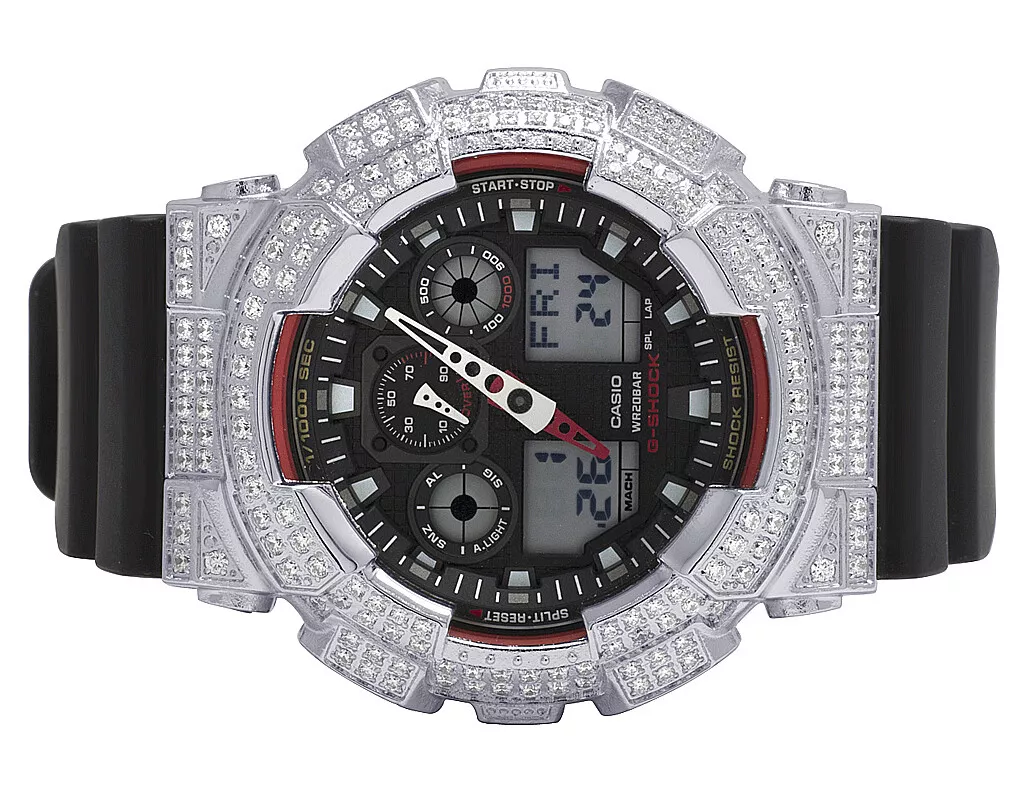 opskrift bøf nød Mens Casio G-Shock GA-100-1A4DR Digital 51MM White Simulated Diamond Watch  6 Ct | eBay