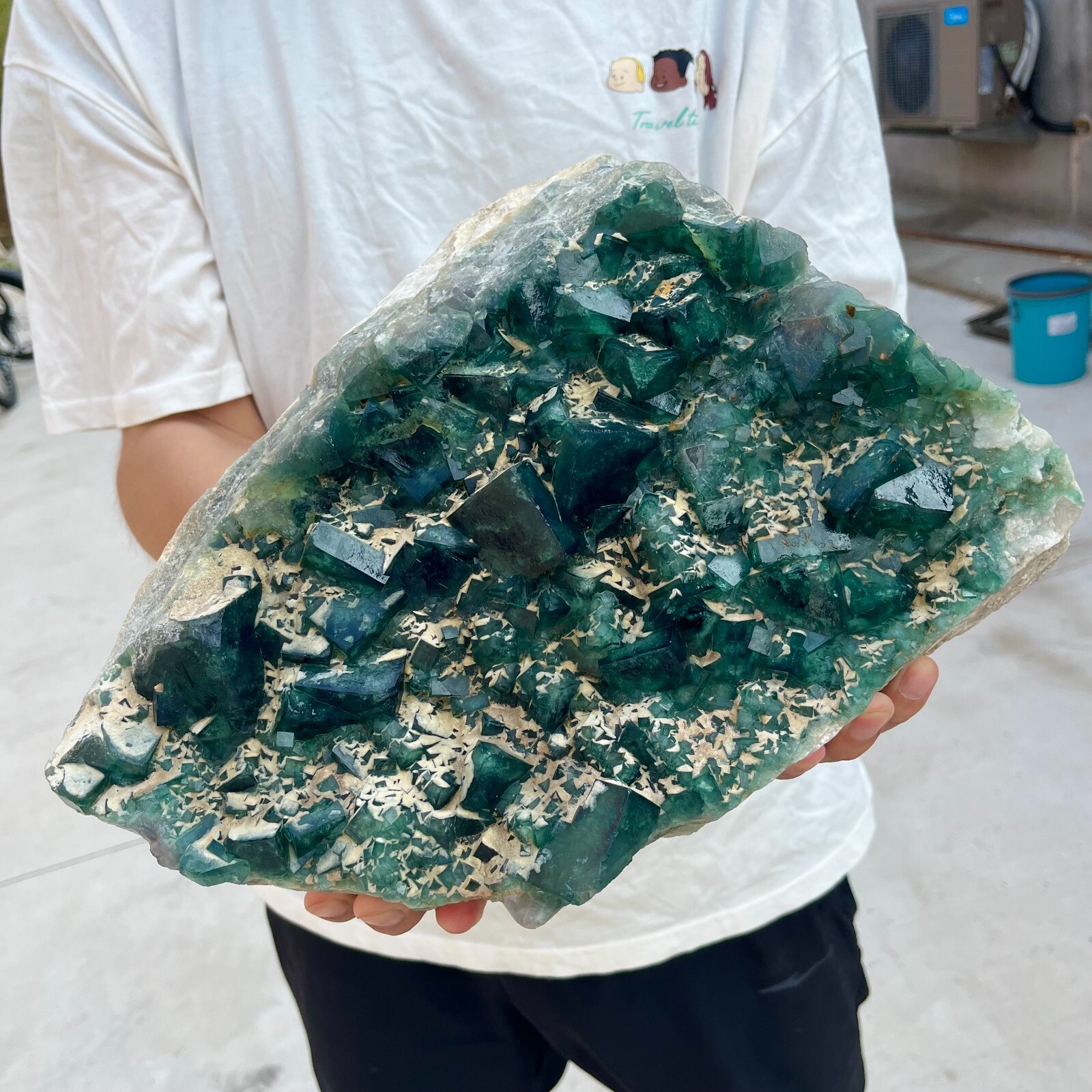 17.8lb Natural Green Fluorite Cube Quartz Crystal Cluster Mineral Specimen