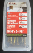 GRK FASTENERS 5/16" X 5 1/8" RSS RUGGED STRUCTURAL SCREWS - 40CT ESR-2422/112231