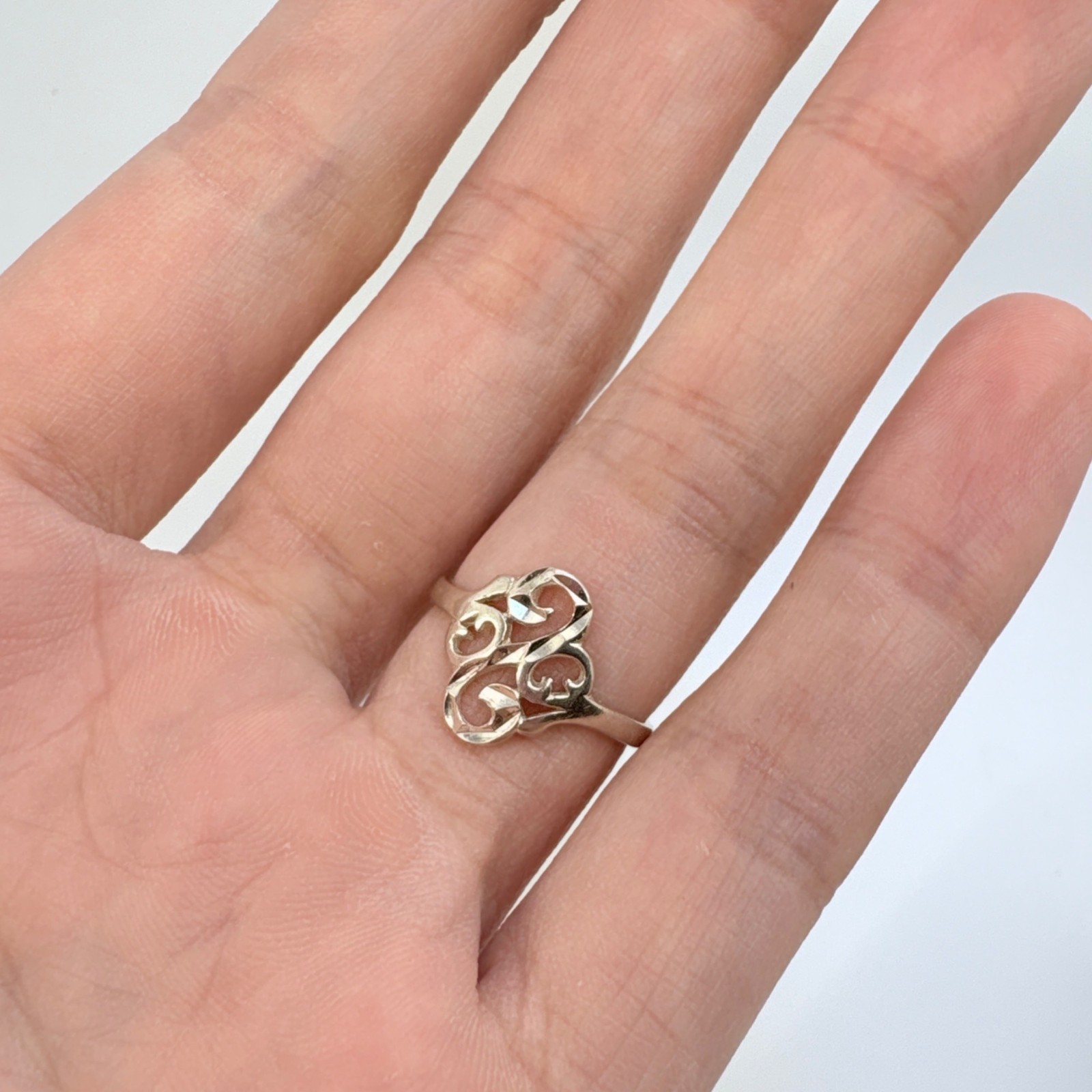 VTG Solid Sterling Silver 925 Openwork Scroll Des… - image 6