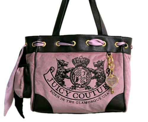 Juicy Couture Pink Velour Daydreamer Tote Bag Y2K Scottie Embroidered Charm BNWT