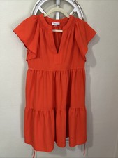 Calvin Klein SIZE 2 Orange Tiered Tie Back Cowgirl Western Shift Dress