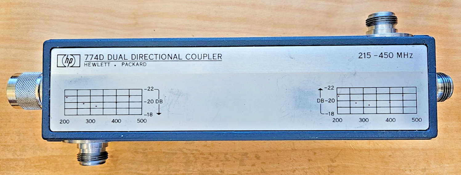 HP 774D Microwave Dual Directional Coupler 20dB 215-450MHz Type-N(m-f) SN:03435