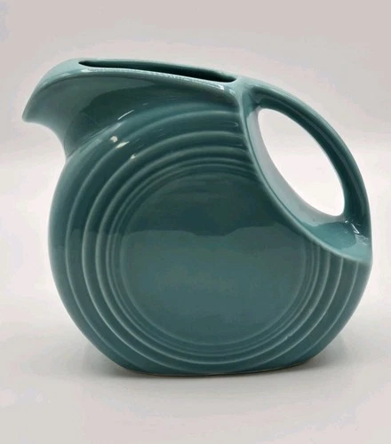 Fiesta Small Disc Juice Pitcher Jug 28oz Turquoise Retired Vintage Fiestaware