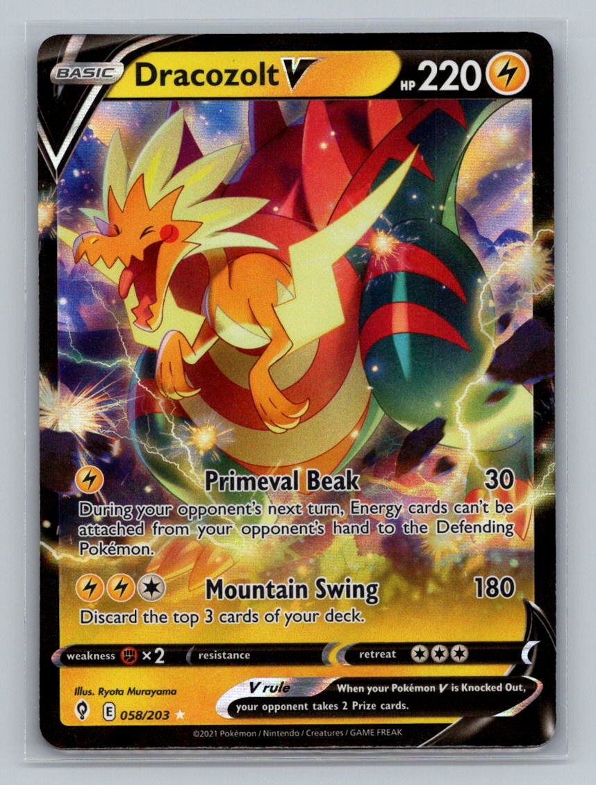 Dracozolt V 058/203 Holo V Rare Evolving Skies Pokemon Near Mint