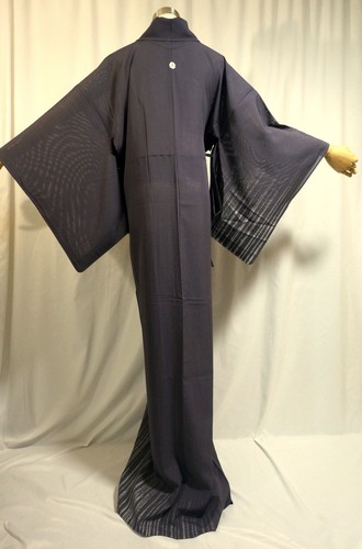 Kimono giapponese, SETA, kimono estivo,"RO"絽 "HOUMONGI", uno stemma, grigio, L 5' 5",.4591 - Foto 6 di 12