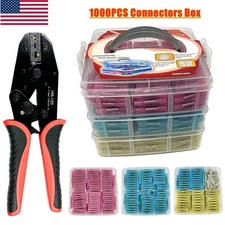 1000/200PCS Heat Shrink Butt Wire Splice Connectors Crimp Terminals 22-10AWG Kit