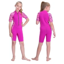 NEW Girls Wetsuit Kids Shorty Wetsuit Thermal Swimsuit 2mm Neoprene Pink 6 NWOT