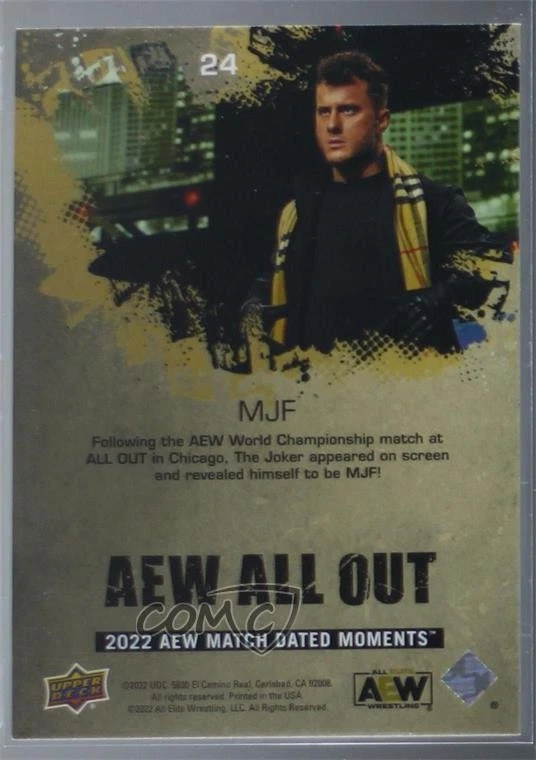 2022 Upper Deck AEW Match Dated Moments All Out Gold MJF #24 - Image 2 of 2