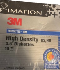 NIB Imation 3M/IBM Formatted/High-Density 3.5" DS HD Diskettes/1.44 MB 10