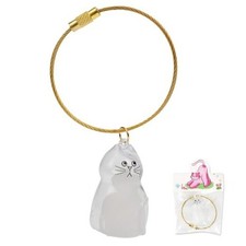 Cat Hair Storage Keychain: Pet Fur Keepsake Collector, Handlebar Mustache cat