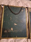 Antique, Ventage Trifold Metal Frame Hanging Shaving Mirror Celluloid Decoration — photo 8