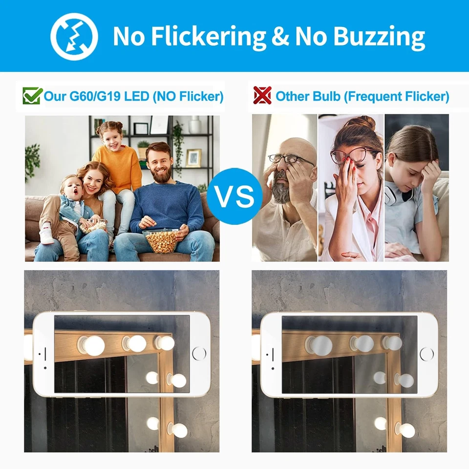 Dimmable G19 Globe Light Bulbs 6 Pack LED Vanity Light 4000K Neutral White fo... - Image 3 of 4