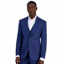 Calvin Klein Mens Slim fit Suit Jacket Blazer 38 R Blue Solid Wool