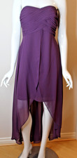 David's Bridal Purple Long Strapless Formal Prom Bridesmaid Dress Hi/Low -Size 6