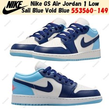 Nike GS Air Jordan 1 Low Sail Blue Void Blue 553560-149 Size 3.5Y-7Y