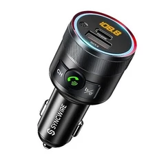  Bluetooth 5.4 FM Transmitter for Car, 38W PD&QC3.0 Dual USB Charging Black