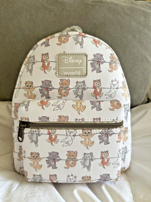 Disney Cats Hanging Around Loungefly Mini Backpack NWT White Gray Disney Parks