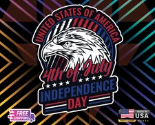 US 4 Of July Independence Day 1776, Wall,Etc Sticker Vinyl Decal 5" FreeSticker