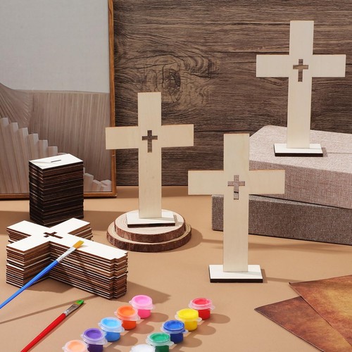 IMIKEYA 20pcs Wooden Crosses for Crafts Unfinished Wood Crosses DIY ...
