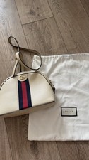 Borsa a tracolla piccola Gucci Ophidia - pelle avorio GG righe web