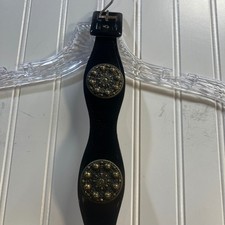 Garay Vintage Black Cowhide Leather Scalloped Medallion Studded Belt Size 24