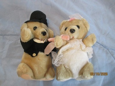 Vintage Teddy Bear Wedding Bride & Groom ACME 1986 Plush Stuffed Animal