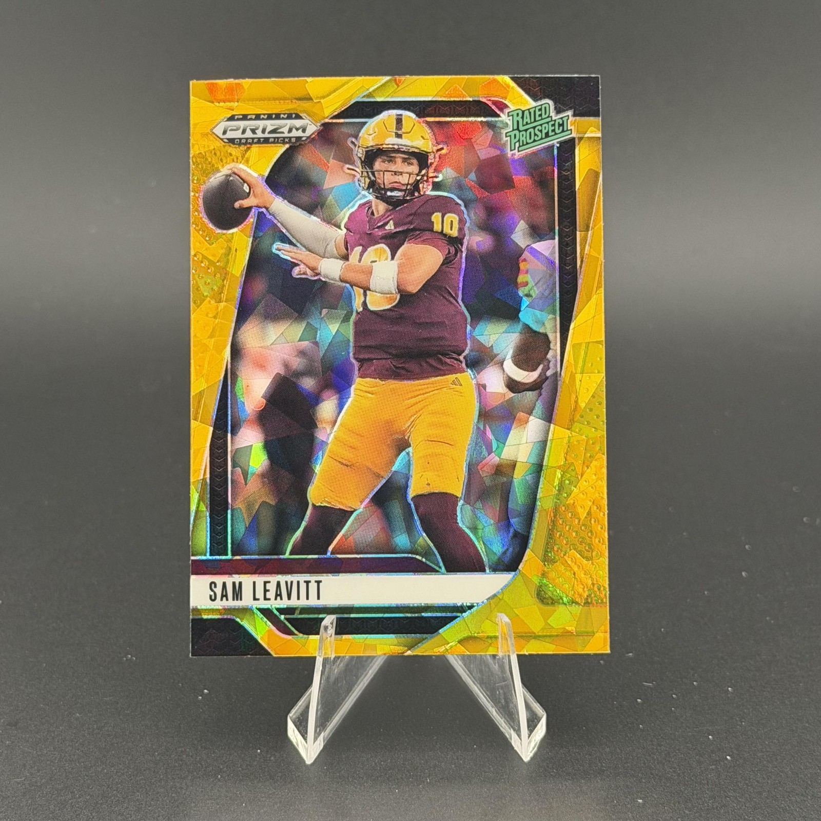 2025 Panini Prizm Draft Picks #6 Sam Leavitt Prizms Gold Ice Arizona State