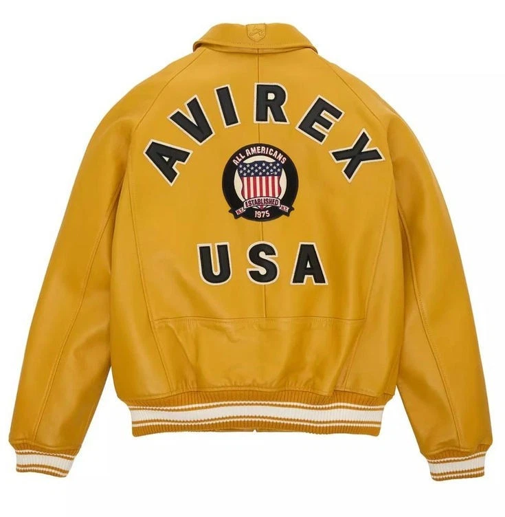 Men's Avirex Real Bomber American Flight Jacket Sheep Leather Jacket | All Color - product detail image 7