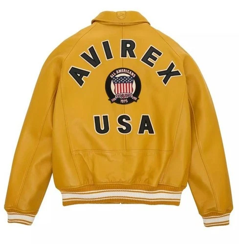Men's Avirex Real Bomber American Flight Jacket Sheep Leather Jacket | All Color image 7