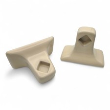 Vintage 1950s Pair Ivory Porcelain Towel Bar Rod Holder Brackets Made in Uruguay