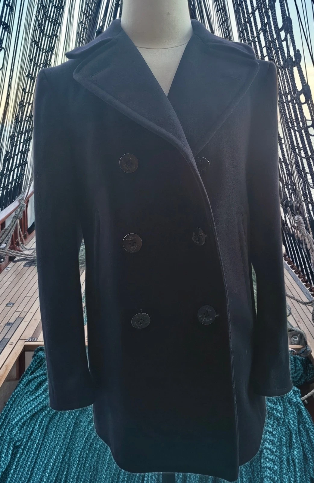 Peacoat Naval Clothing Depot Black Wool 42R, Superb Condition - product detail image 1
