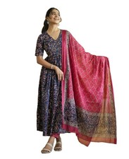Women Printed Anarkali Kurta and Pant Set with Dupatta