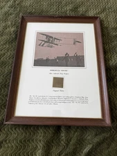 Framed Smithsonian Print of Wright Brothers EX “Vin Fiz” w Original Fabric Piece