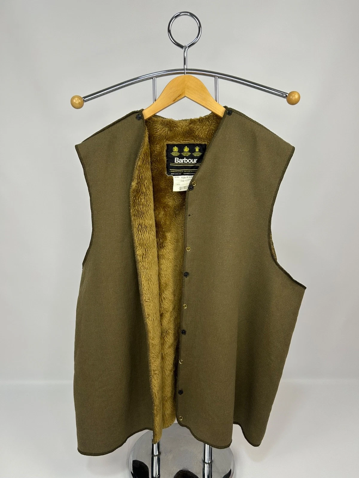 Barbour A295 Pile Lining Vest C48 Brown Faux Fur Liner Made in England Vintage