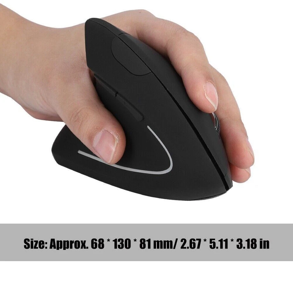 Ergonomic Vertical Optical Mouse 2.4Ghz Wireless USB for PC Computer Left Handed - Image 3 of 4