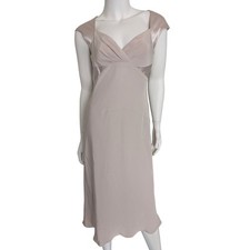 Cream Babydoll Midi Dress 8 Clean Classic Evening Party Cocktail Minimal Retro