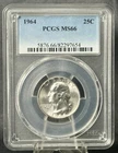 1964 ** Washington Silver Quarter ** MS66 PCGS ** Blue Label **