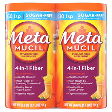 Metamucil Psyllium 4in1 Fiber Sugar-Free Powder, Orange, 26.6 oz., 2 pk.