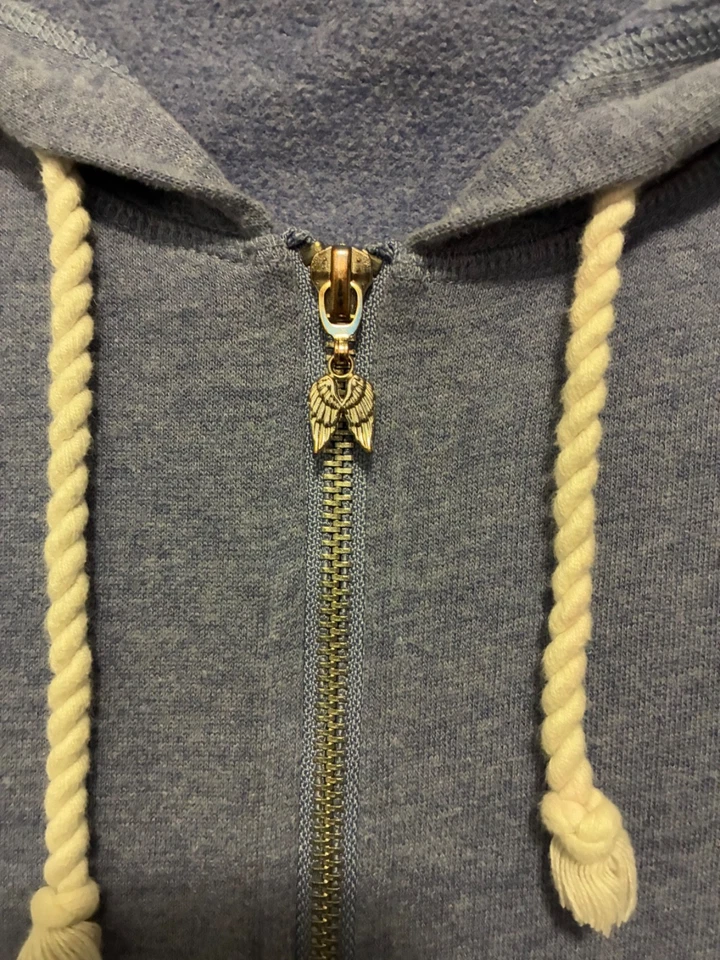 VICTORIA SECRET Angel Lentejuelas Alas Cremallera Púrpura Sudadera con Capucha Bling Talla Grande Y2K WOW Foto 3 de 4