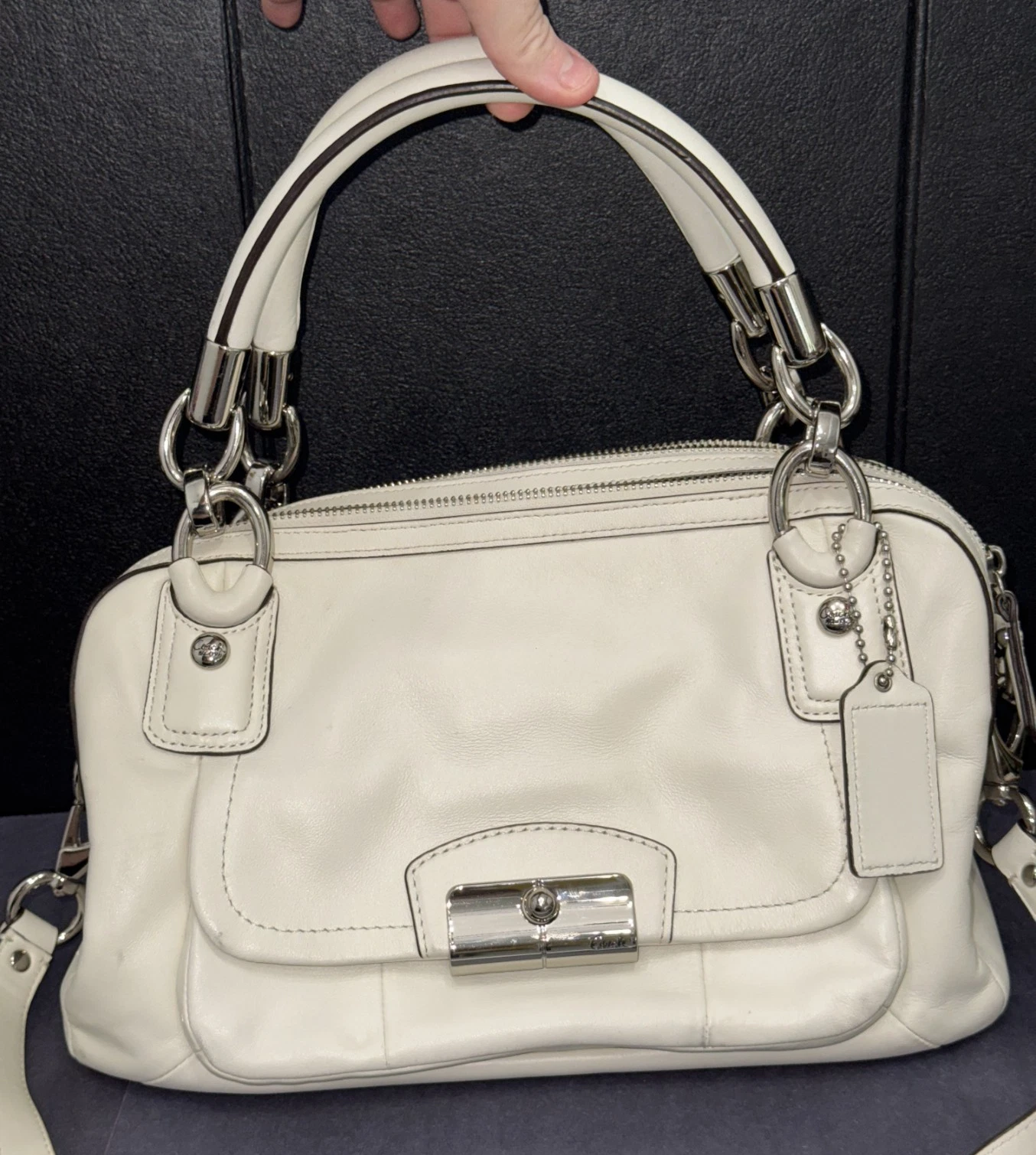 BORSA COACH KRISTIN SIGNATURE TUTTA PELLE BIANCA F22304